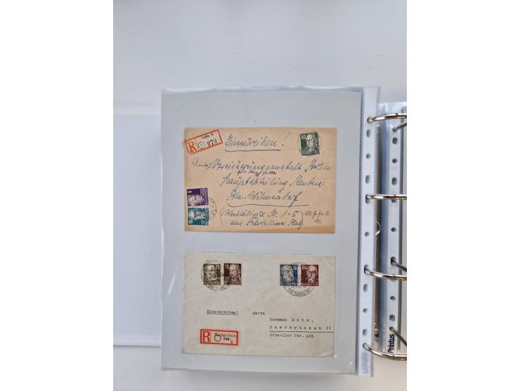 1945/49, umfangreiche Sammlung mit geschätzt 800-900 Briefen, Karten und Ganzsachen. Dabei viele R-Briefe und Satzbriefe, Bed