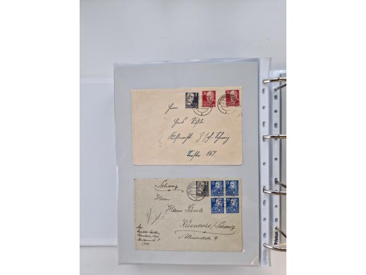 1945/49, umfangreiche Sammlung mit geschätzt 800-900 Briefen, Karten und Ganzsachen. Dabei viele R-Briefe und Satzbriefe, Bed