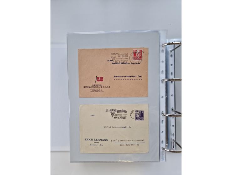 1945/49, umfangreiche Sammlung mit geschätzt 800-900 Briefen, Karten und Ganzsachen. Dabei viele R-Briefe und Satzbriefe, Bed