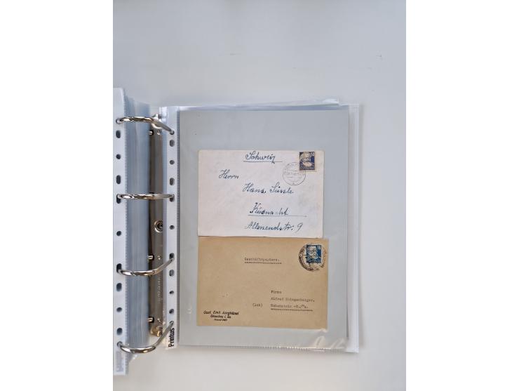 1945/49, umfangreiche Sammlung mit geschätzt 800-900 Briefen, Karten und Ganzsachen. Dabei viele R-Briefe und Satzbriefe, Bed