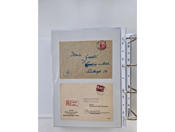 1945/49, umfangreiche Sammlung mit geschätzt 800-900 Briefen, Karten und Ganzsachen. Dabei viele R-Briefe und Satzbriefe, Bed