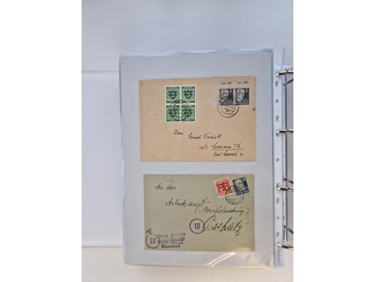 1945/49, umfangreiche Sammlung mit geschätzt 800-900 Briefen, Karten und Ganzsachen. Dabei viele R-Briefe und Satzbriefe, Bed