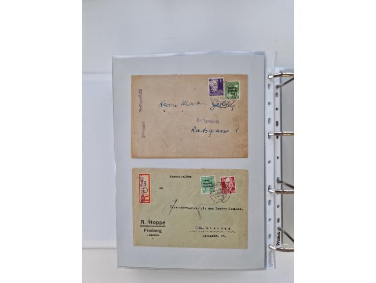 1945/49, umfangreiche Sammlung mit geschätzt 800-900 Briefen, Karten und Ganzsachen. Dabei viele R-Briefe und Satzbriefe, Bed