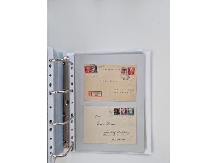 1945/49, umfangreiche Sammlung mit geschätzt 800-900 Briefen, Karten und Ganzsachen. Dabei viele R-Briefe und Satzbriefe, Bed
