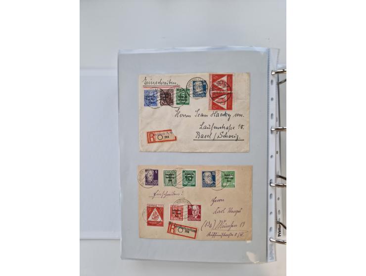 1945/49, umfangreiche Sammlung mit geschätzt 800-900 Briefen, Karten und Ganzsachen. Dabei viele R-Briefe und Satzbriefe, Bed
