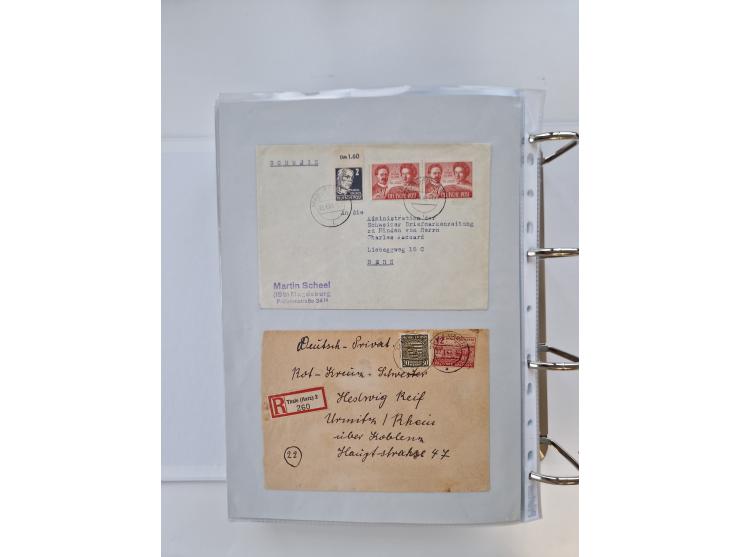1945/49, umfangreiche Sammlung mit geschätzt 800-900 Briefen, Karten und Ganzsachen. Dabei viele R-Briefe und Satzbriefe, Bed