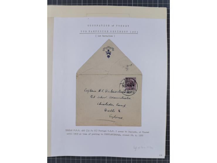 1914/18, 70+ covers of APO and FPO covers, 1916/18 covers/cards from British Army in Salonika incl. registered usage, 1921/23