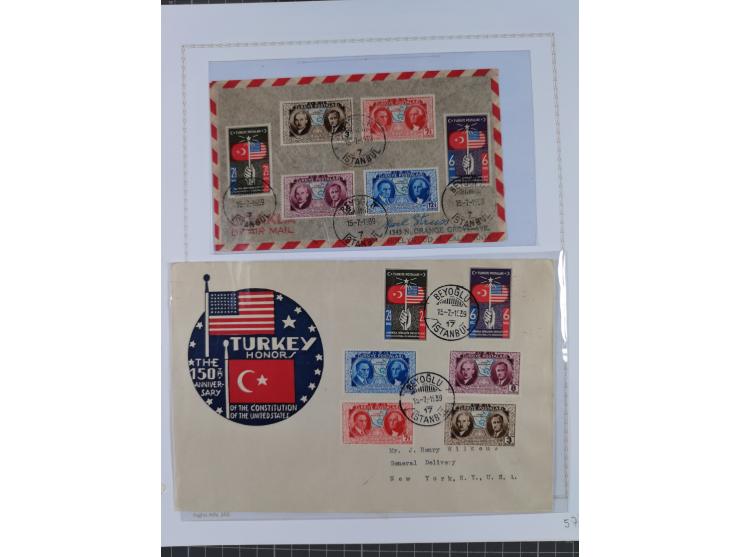 1935/60, over 30 FDC and covers with attractive frankings, including Womans Congress 1935 up to 10 krs. on registered cover t