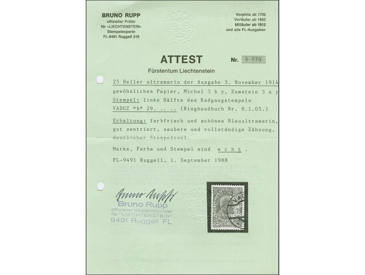 1916, 25 H. mittelultramarin auf gewöhnlichem Papier, vollständige Zähnung, sauber gestempelt mit linker Hälfte des Radgangst