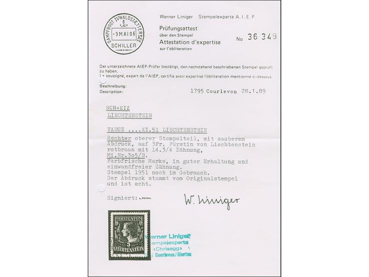 1951, Fürstenpaar kompletter Satz von zwei Werten, gez. 14¾, sauber gestempelt, tadellos. 3 Fr mit Fotoattest Liniger AIEP (1