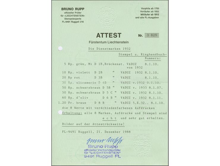 1932, Regierungs / Dienstsache Aufdruckausgabe kompletter Satz von acht Werten, sauber gestempelt, tadellos. Fotoattest Rupp 