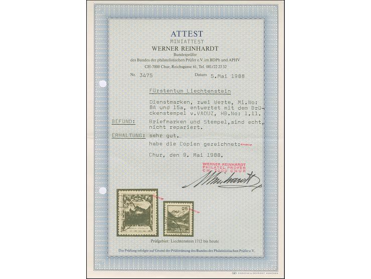 1932, Regierungs / Dienstsache Aufdruckausgabe sechs Werte in Zähnung 10½, je sauber gestempelt, 1,20 Fr Fotoattest Reinhardt