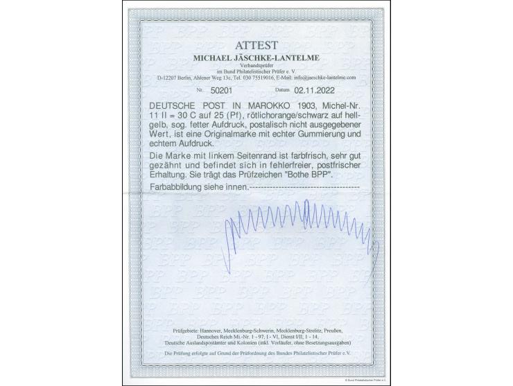 1903, fetter Aufdruck, unverausgabte 30 C. , postfrisch, einwandfrei, signiert Bothe BPP und Fotoattest Jäschke-L. BPP (2022)