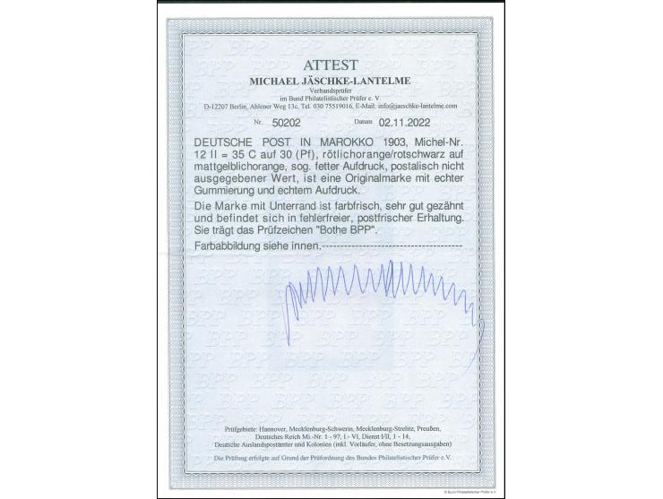 1903, fetter Aufdruck, unverausgabte 35 C. , postfrisch, einwandfrei, signiert Bothe BPP und Fotoattest Jäschke-L. BPP (2022)