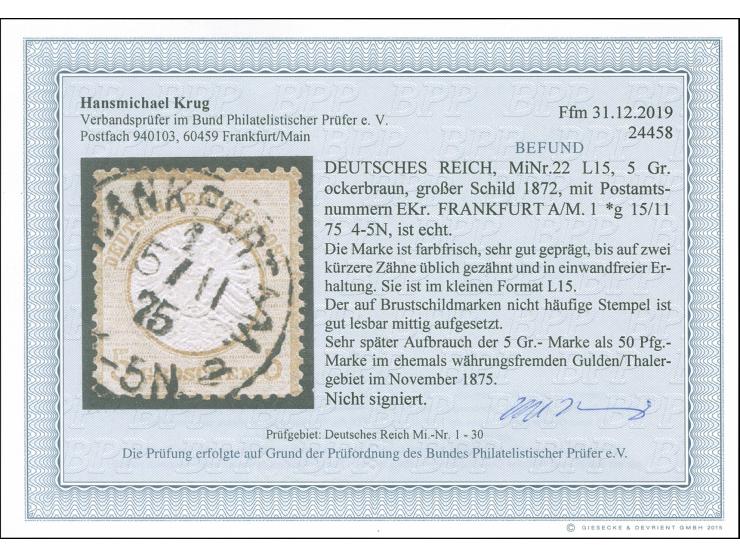 “FRANKFURT A/M 1 g 15.11.75”, “FRANKFURT A/M. 3 ** 13.12.75” und “FRANKFURT A/M 4 15.9.75” drei klare und fast kpl. Abschläge