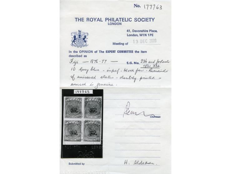 1876/77, Govt. Printing: 1 p. grey-blue on wove paper with monogram "VR" overprint from the Printer's Waste / Trial sheets, b