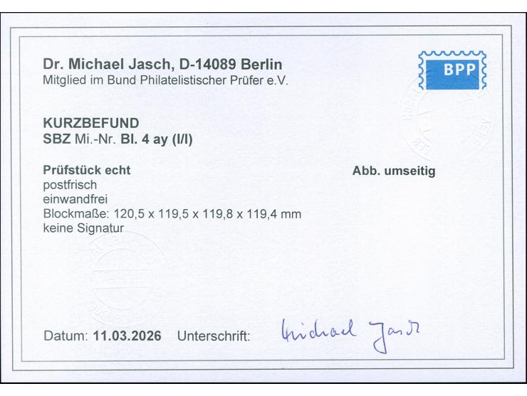 Brückenbaublock in leichtem Überformat, postfrisch, einwandfrei. Kurzbefund Dr. Jasch BPP