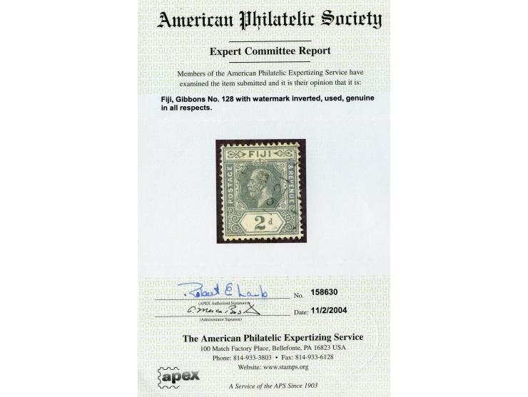 1912/23, George V, 2 d. greyish-slate, variety ‘watermark inverted’, cancelled 1921, good perforation, fine. Certificate APS 
