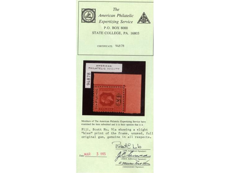 1912/23, George V £1 purple and black on red, die II, bottom right corner margin, showing variety slight ‘kiss’ print of the 