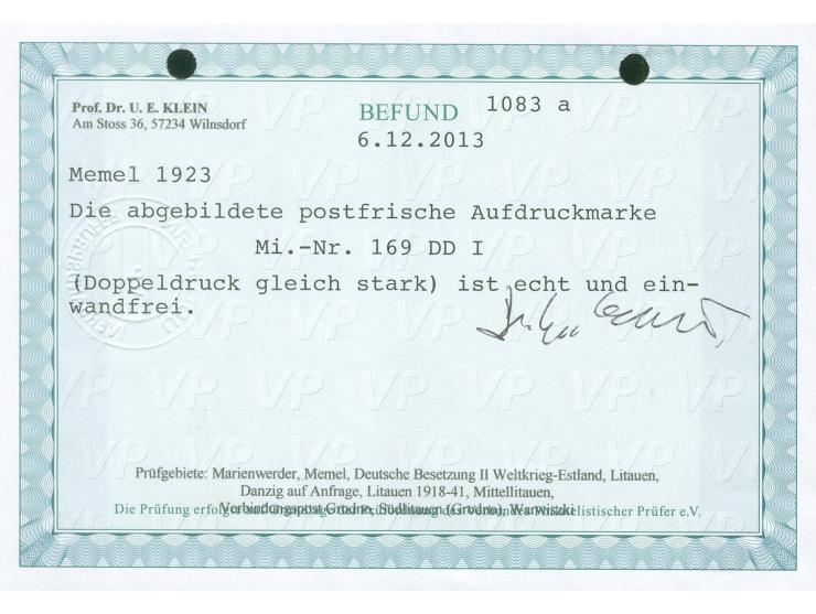 1923, 10 C. auf 25 M. lebhaftrötlichorange, gleichstarker Doppelaufdruck, postfrisch, tadellos, signiert, Fotobefund Prof. Dr