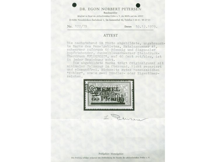 1922, Flugpost 60 Pf. auf 40 C. mittelkarminrot/türkisgrau, kopfstehender Aufdruck, sauber ungebraucht, tadellos, signiert u.