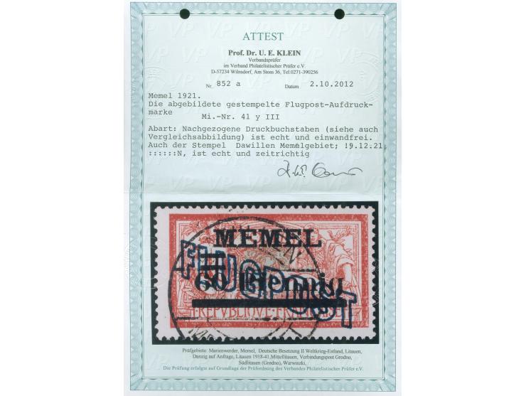 1922, Flugpost 60 Pfg. auf 40 C. mittelkarminrot/türkisgrau, wießes Papier, mit Abart “nachgezogene Druckbuchstaben”, sauber 