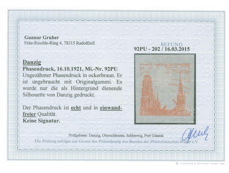 1921, Tuberkulose-Woche 1,20 M., ungezähnter Phasendruck in ockerbraun, nur der Hintergrund gedruckt, sauber ungebraucht, tad
