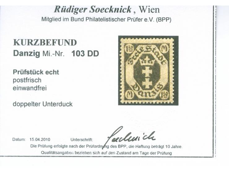1922, Kleines Staatswappen im Achteck 1,50 M. dunkelgraugrün, doppelter Unterdruck, postfrisch, tadellos, unsigniert, Kurzbef
