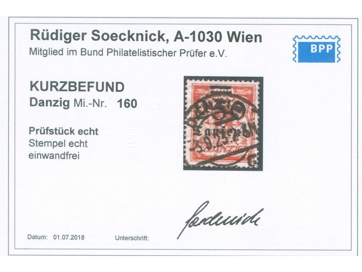 1923, Staatswappen 250 Tsd. auf 200 M. rötlichorange, sauber und zeitgerecht gestempelt “DANZIG -3.9.23”, tadellos, Kurzbefun
