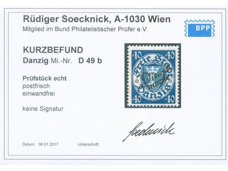 1924, Staatswappen 40 Pfg. schwärzlichviolettultramarin/mittelcyanblau, postfrisch, tadellos, unsigniert, Kurzbefund Soecknic