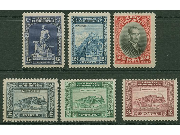 1929, Atatürk 4th London printing, complete set of six values, mint never hinged, very fine. (Isfila 900,- Euro) (Isfila 1205