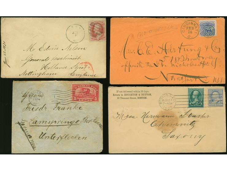 1870, Locomotive 3 c. blue tied on cover by blue CINCINNATI O. FEB/14 and target in blue ms. ‘no arrival’, Lincoln 6 c. on co