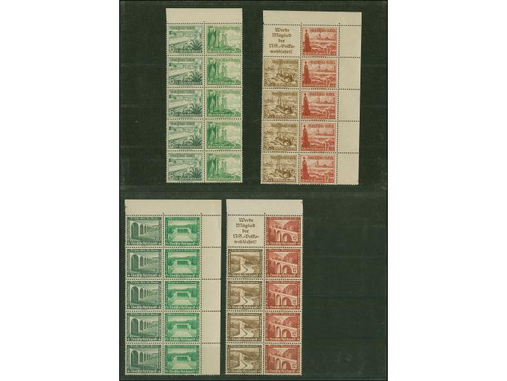 1936/37, Winterhilfswerk vier Heftchenblätter, zwei vom Eckrand,postfisch, tadellos