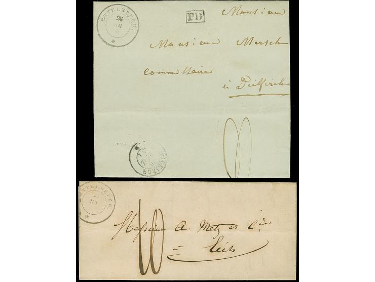 1849/51, GROSSHERZOGTUM, zwei kleine Faltbriefe je mit K2 ETTELBRÜCK, 1 x K1 “PD” und 1 x hs. “10”, rs. Ank. St. Diekirch bzw