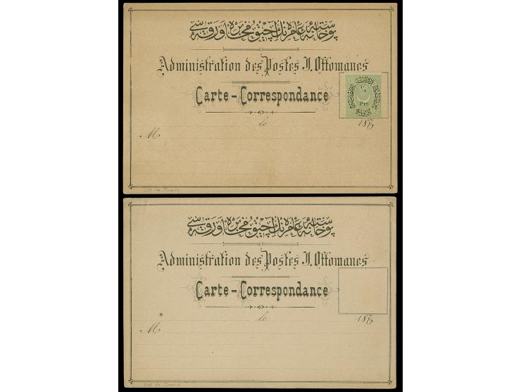 1870, Two formular cards, one bearing 20 pa. green, both unused, tiny toned, otherwise fine pair.
