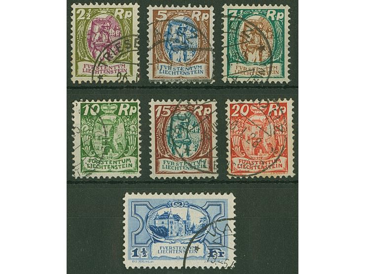 1924/25, Winzer 2½ Rp bis 20 Rp und Weißes Haus 1½ Fr schwärzlichultramarin, kompletter Satz von sechs Werten und Freimarke s
