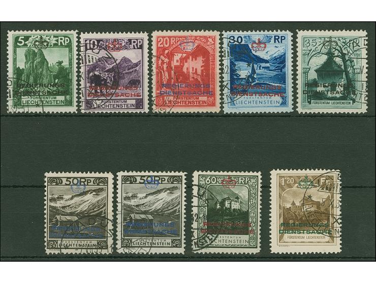 1932, Regierungs / Dienstsache Aufdruckausgabe kompletter Satz von acht Werten, sauber gestempelt, tadellos. Fotoattest Rupp 
