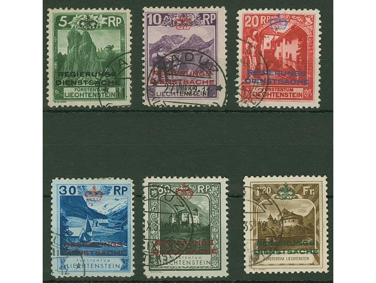 1932, Regierungs / Dienstsache Aufdruckausgabe sechs Werte in Zähnung 10½, je sauber gestempelt, 1,20 Fr Fotoattest Reinhardt
