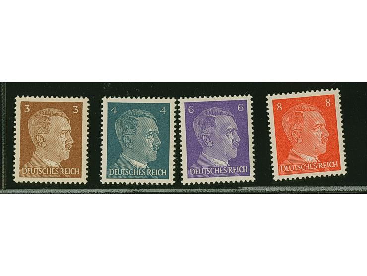Britische Fälschungen für Deutschland: 1944, Hitler 3-8 Pfg. gezähnt, postfrisch