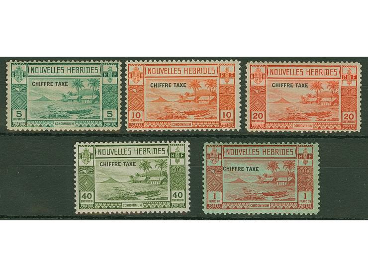 1925, Chiffre Taxe overprinted complete set of five, all unused, tiny gum toned, otherwise fine and scarce.
