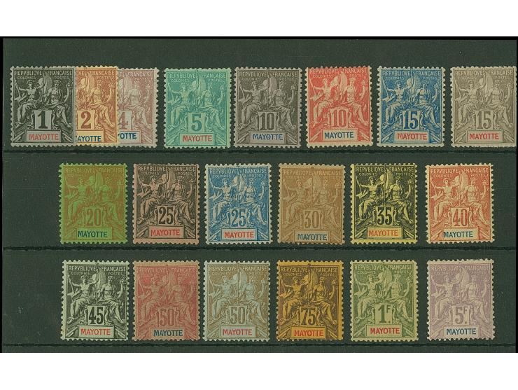 1892/1907, Two complete sets allegory up to 5 fr. violet, all unused anf fine.
