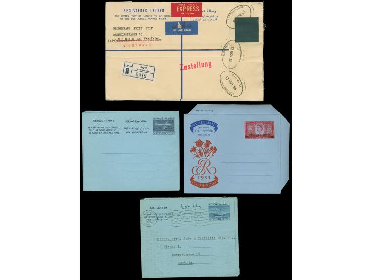 1965, Postal stationery registered envelope, stamp black overprinted and with additional stamps on reverse sent registerd exp