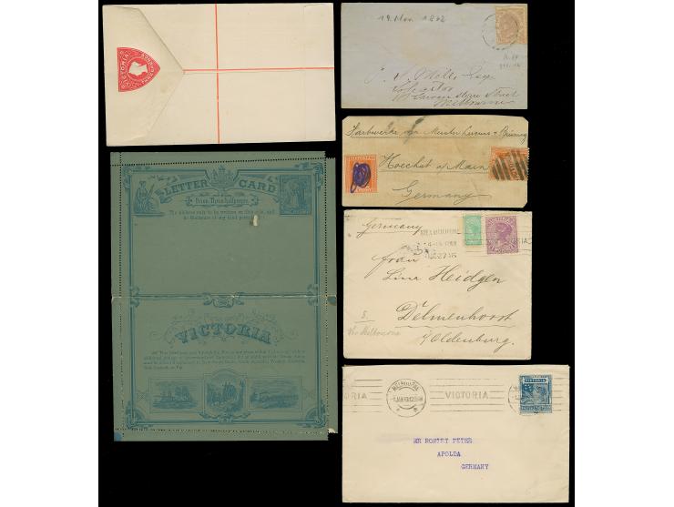 1871/1916, Two used and three unused postal stationery wrapper, four cards, envelope and letter card. Additional two covers t