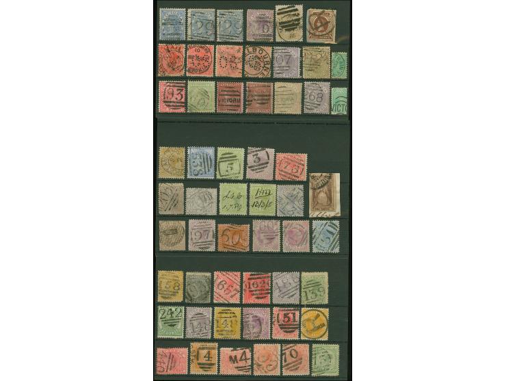 1852/1900, 55 stamps with clear numeral cancellations, including imperf and rouletted stamps, two ms. cancels, many small vil