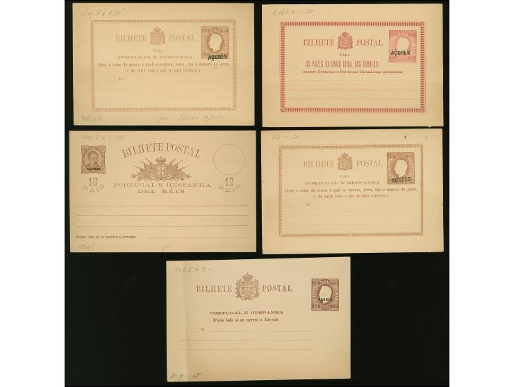 1878/88, Five postal stationery answering cards and eight postcards, large and small overprints, all unused and fine.
