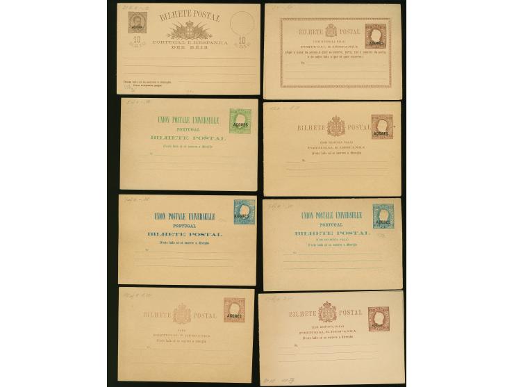 1878/88, Five postal stationery answering cards and eight postcards, large and small overprints, all unused and fine.
