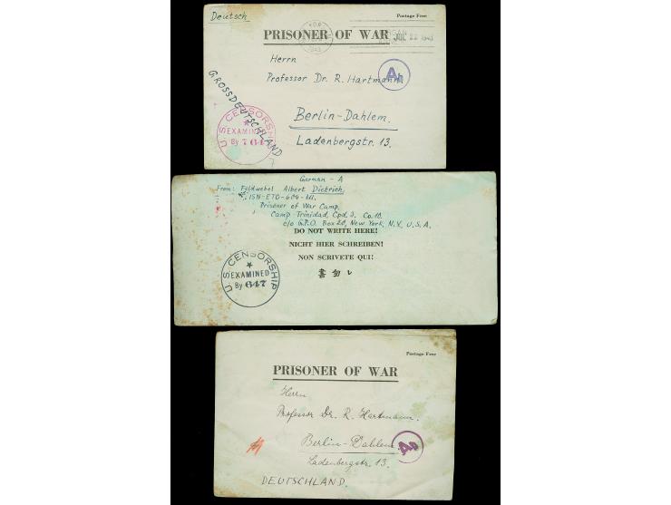 1943/44, Two Prisoner of War letters from a German Officer at the "Trinidad-Colorado" POW Camp, passed by both U.S. and Germa