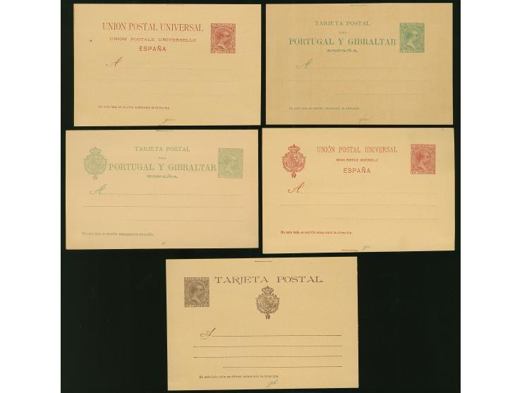 1890/93, 5 Postal stationery cards all unused, tiny paper adhesives on reverse, otherwise fine.
