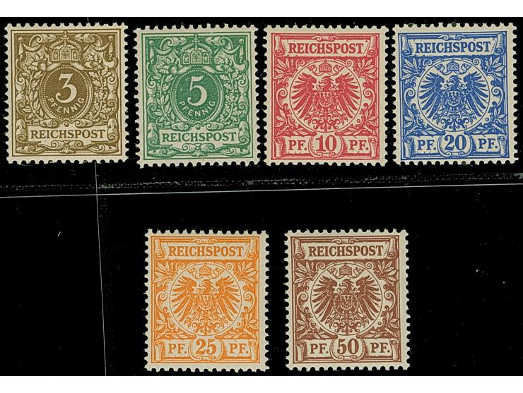 1890, Krone/Adler 3-50 Pfg. kpl. postfrisch, in einwandfreier Erhaltung, sign. Zenker BPP