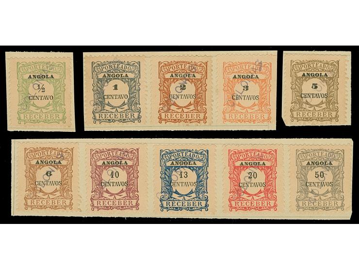 1921, ½ c. – 50 c., all with handstamp "ULTRAMAR" on pieces of record sheet